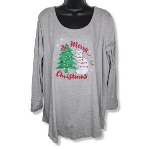 Dreams Co. Cat Merry Christmas long sleeve shirt top size 1x (22-24)